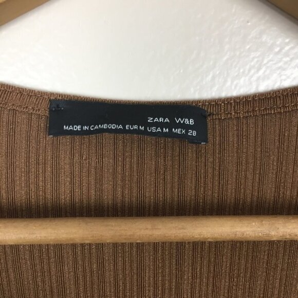 [Zara] Brown Asymmetrical Crossover Slit Top - Picture 3 of 8